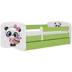 Raumhirsch Kinderbett Panda, 70x140 cm, Grün - Hochwertiges Kinderbett mit abnehmbarer Schutzschiene und geräumiger Schublade für Stauraum. Ideal für ein modernes Kinderzimmer, inklusive verstellbarem Lattenrost und waschbarer Matratze.