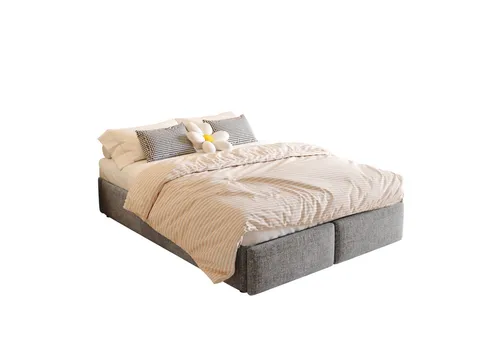 MODFU Polsterbett Plattformbett Flachbett Stauraumbett Doppelbett Kinderbett (ohne Kopfteil, mit hydraulischer Lagerung und 2 Schubladen, 140x200 cm), Inklusive Matratze