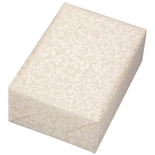JUNG Geschenkpapier Brokat beige Ornamente in weiß von JUNG SCHÖNER VERPACKEN