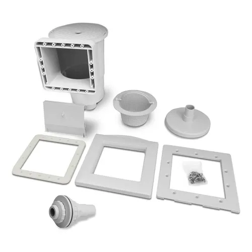 Skimmer Set Basic mit Einlaufdüse und Zubehör | Effektiver Einbauskimmer für Stahlwand Pools - Poolzubehör für effiziente Oberflächenreinigung. Der Einbauskimmer befreit Ihren Pool von Schmutz und sorgt für sauberes Wasser mit einfachem Anschluss für Bodenreiniger.