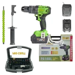 Procraft PA18BL Akku Schlagbohrschrauber 20 V mit 32-tlg. Bit Set - Kompakter Akku-Schlagbohrschrauber mit 50 Nm Drehmoment. Inklusive 32-teiligem Bit Set und Zubehör für vielseitige Anwendungen. Ideal für DIY-Projekte und handwerkliche Arbeiten.