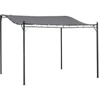 Furnicato Pergola Gartenpavillon Metall Überdachung 297x297cm Grau - Elegante Pergola mit geschwungenem Dach für Garten oder Terrasse. Bietet Schutz vor Sonne und leichtem Regen, einfach zu montieren und stabil durch 16 Ösen zur Wasserableitung.