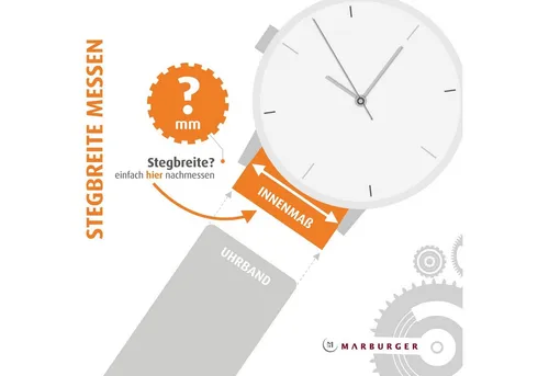 MARBURGER Uhrenarmband 24mm Kunststoff PU XL Extra Lang Schwarz