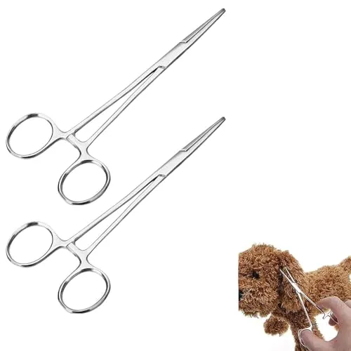 Piercing Zangen Set, selbstsichernde Piercing Zangen Set, Premium Edelstahl Angelklemmen mit Sägezahn Design für DIY Handwerk und Tierpflege (straight+straight)