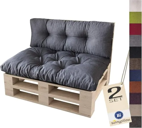 sunnypillow Palettenkissen Auflage Set für Europaletten - Auflagen & Polster für Sofas, bequem und wasserabweisend – ideal für Innen und Außen. Beim Kauf von 3 Sets gibt's ein Seitenkissen gratis dazu!