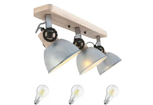 Lichthandel Hoch LED Deckenleuchte moderne Deckenlampe Industrie Vintage Retro Holz Metall incl. 7W LED, LED wechselbar, Warmweiß, Rustikal & Vintage Design