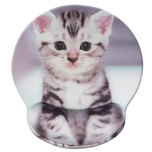 Jahosin Mauspad mit Handgelenkstütze, Pure Black Ergonomische Handgelenkauflage,bequemes Memory Foam Anti-Rutsch-Handgelenkpolster für Computer und Büro-25x23 cutecat