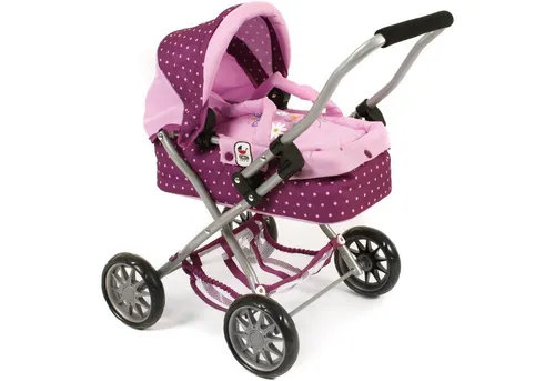 CHIC2000 Puppenwagen 555 29 Mini-Kuschelwagen SMARTY, Dots Brombeere - Puppenwagen für Kinder ab 3 Jahren, mit liebevollem Design und kuscheligem Innenraum für fantasievolles Spielen.
