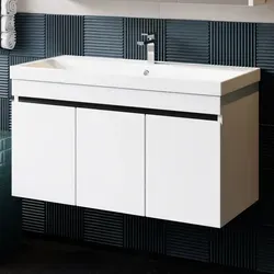 Karen Waschtisch-Set Venus Weiß 100 cm - Waschtisch-Set mit Unterschrank und Keramikwaschbecken, futuristisches Design in Hochglanz, ideal für stilvolle Badezimmer mit praktischem Stauraum.