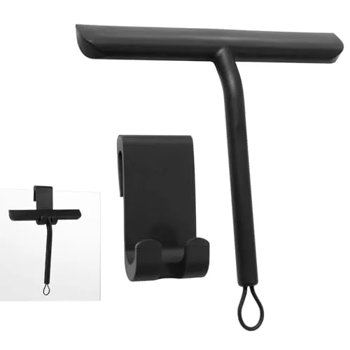 Vinabo Duschabzieher, Abdruckfrei Reinigender Duschabzieher Schwarz für Glastüren, mit Ständer, Dusch Abzieher Wischer für Dusche,Badezimmer,Spiegel,Glas-Reinigung,Fliesen,21cm