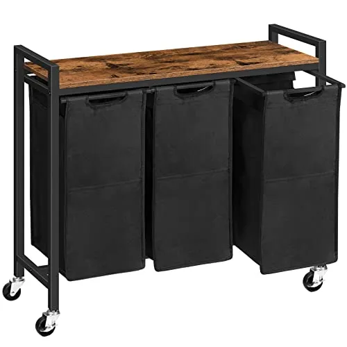 Wäschekorb 3 Fächer Wäschesammler mit Ablage - Wäschekörbe mit 3 Fächern für optimale Wäschesortierung, ideal für Familien und große Haushalte.