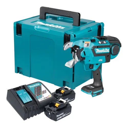 Makita DTR 181 RGJ Bewehrungsverbinder mit 2x Akku 6 Ah - Leistungsstarker Bewehrungsverbinder für den kabellosen Einsatz, inklusive zwei langlebigen Akkus und Ladegerät, ideal für professionelle Anwendungen.