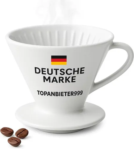 Topanbieter999 Handfilter Keramik Größe 4, Gleichmäßiger Kaffeefluss durch innenliegende Rillen & 3 Öffnungen