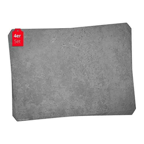 Tischset in Betonoptik grau dunkel - 4 Stück abwaschbar - Platzsets aus hochwertigem, BPA-freiem Vinyl, rutschfest und hitzebeständig. Pflegeleicht und ideal für jeden Esstisch - Made in Germany.
