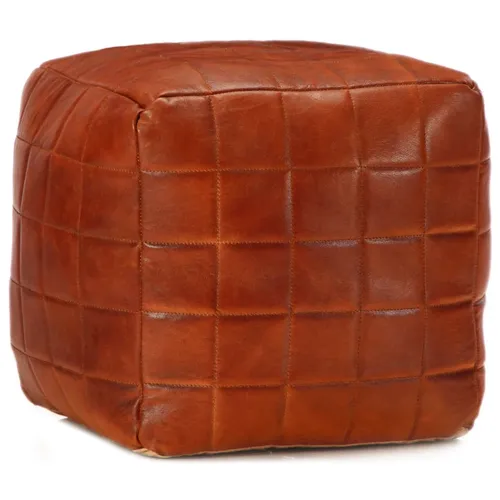 vidaXL Pouf Hellbraun aus echtem Ziegenleder 40 x 40 x 40 cm - Hocker aus echtem Ziegenleder, handgefertigt im Vintage-Look, bietet optimalen Komfort und ist eine stilvolle Ergänzung für jedes Zimmer.