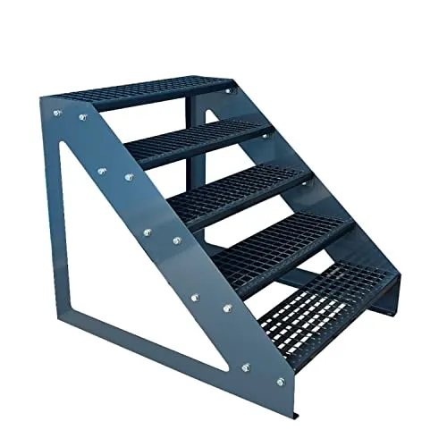 Kaminbau Mierzwa Premium Treppe Freistehend 5 Stufen Anthrazit (600 mm) - Wetterfeste Gartentreppe mit Korrosionsschutz durch Feuerverzinkung. Ideal für Außenbereiche, einfach zu montieren und vielseitig einsetzbar. Hergestellt in Deutschland mit 3 Jahren Garantie.