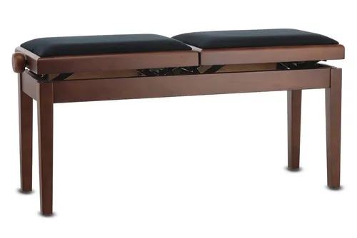 GEWA Pianobank Deluxe Double - Nussbaum matt - Klavier-Sitzbänke mit luxuriösem Veloursbezug, höhenverstellbar und stabil mit über 2 Tonnen Bruchlast für höchsten Komfort und Langlebigkeit.