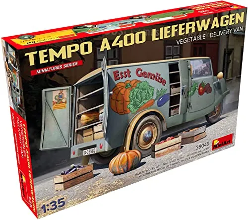 MiniArt 38049 - 1:35 Tempo A400 Lieferwagen - Automobile, detaillierter unmontierter Bausatz für Modellbauer ab 14 Jahren, ideal für kreative Projekte und Sammlungen.
