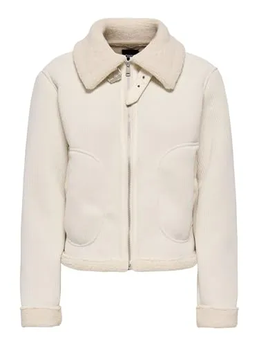 ONLY Übergangsjacke in Creme - S - Funktionsjacken mit Kentkragen und Reißverschluss, ideal für den Frühling – stylish und praktisch mit Eingrifftaschen.