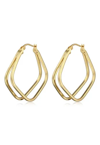 Elli Zweireihige Rechteck Creolen aus 925 Silber - Elegante Creolen aus 925 Sterling Silber mit Rhodium-Beschichtung für dauerhaften Glanz. Ideal für jeden Anlass, vereinen sie schlichten Stil mit femininer Raffinesse.