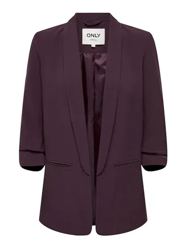ONLY Blazer in Bordeaux - 34, - Business-Mode mit recyceltem Polyester, oversized Schnitt und halblangen Ärmeln für einen modernen, nachhaltigen Look.