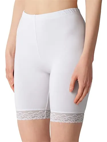 Bellivalini Damen Kurze Leggings mit Spitze BLV50-217 (Weiß, M)