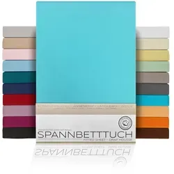 Beautex Spannbettlaken Spannbetttuch Bettlaken aus gekämmter Baumwolle Premium Jersey 160g/m2, Jersey, Gummizug: rundum, (1 Stück) blau 140 cm x 200 cm
