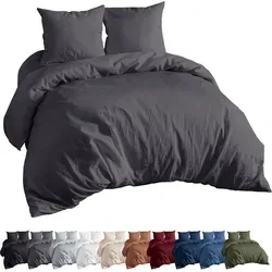 Premium Mikrofaser Bettwäsche Set 200x220 +2St 80x80 cm Bettwäschegarnitur, in Farbe: Anthrazit Grau - Dunkelgrau