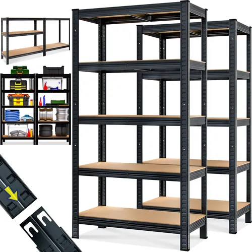 MONZANA® Schwerlastregal 2er-Set Schwarz 180x90x40cm - Werkstatteinrichtung mit flexiblem Stecksystem, ideal für Garage oder Lagerraum. Hohe Tragkraft von 875 kg und umbaubar zur Werkbank.