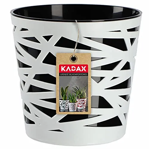 KADAX Blumentopf, Übertopf, runder Pflanztopf aus Kunststoff, Pflanzkübel für Blumen, Pflanzen, Balkon, Blumenkübel für Innen, leichtes Pflanzgefäß, moderner Blumenübertopf (19cm, Schwarz)