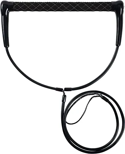 Mesle Wakeboard Hantel SIX 15'', Non-Stretch Profi Hantel, schwimmend, schwarz, runder Griff, synthetischer PU Kunstleader-Griff, Silikon Hantel-Dreieck, Länge 1,5 m