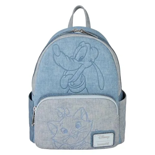 Disney by Loungefly Rucksack Mini Faux Denim Dogs & Cats - Actionfiguren - Offiziell lizenzierter Rucksack aus Kunstdenim, perfekt für Disney-Fans und Tierliebhaber!