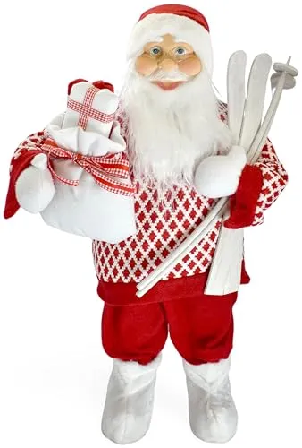 80cm Weihnachtsmann Santa Claus Figur - Festliche Weihnachtsdeko - Nussknacker: Diese hochwertige 80cm Weihnachtsmann Figur bringt festliche Stimmung und ist das perfekte Geschenk, das Wärme und Tradition in Ihr Zuhause zaubert.