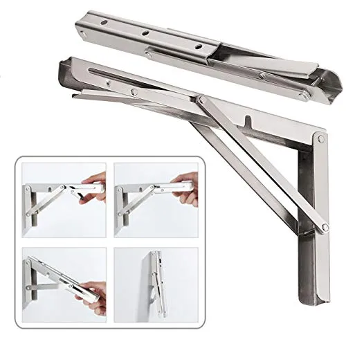 CLighting Regalhalterung, zusammenklappbar, 35,6 cm Traglast 400 lb, Schwerlast-Edelstahl-DIY Wandmontage, platzsparend für Tisch-Werkbank, 2 Stück
