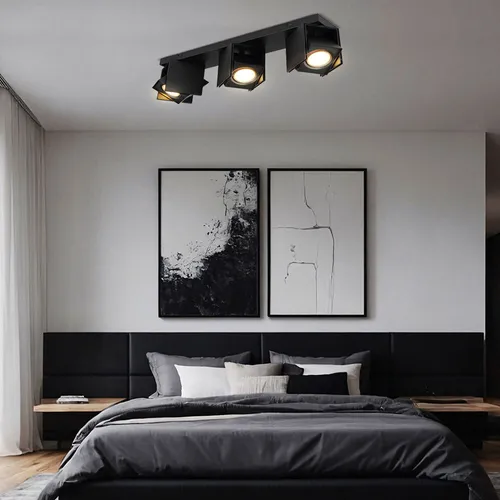 Bewegliche Deckenleuchte Spots schwarz, 3x GU10 - Moderne Deckenleuchte aus Aluminium und Metall in stilvollem Schwarz. Mit beweglichen Spots für individuelle Lichtgestaltung und maximal 15 Watt Leistung. Ideal für Wohnzimmer.
