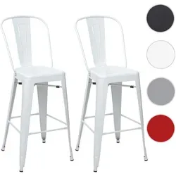 2er-Set Barhocker HWC-A73 - Barstuhl mit Lehne im Industriedesign - Barmöbel mit extra hoher Rückenlehne und bequemer Fußstütze für optimalen Sitzkomfort. Pflegeleichte, pulverbeschichtete Oberfläche und stabile Querstreben für zusätzliche Sicherheit.