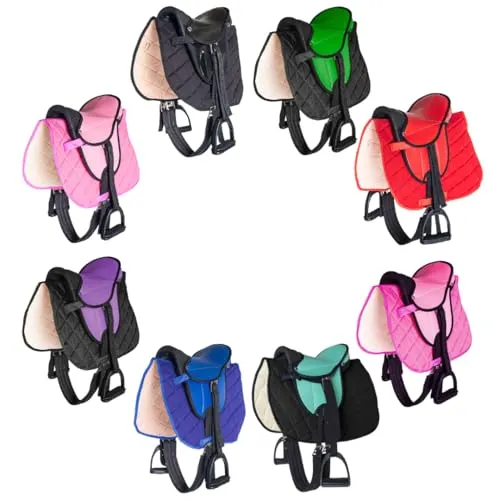 PFIFF 103106 Sattelset für Shettys oder Holzpferde, Komplettset, Kindersattel, Pink