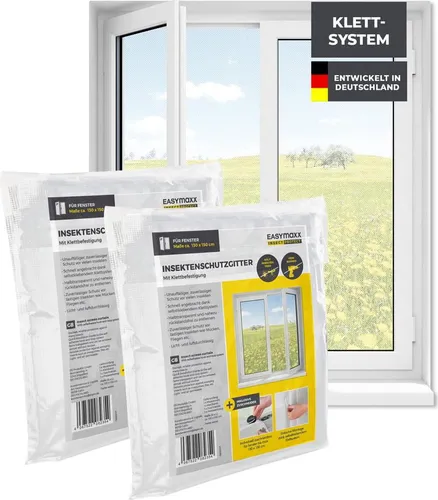 EASYmaxx Moskitonetz - bis max. 130x150cm - selbstklebendes Klettband - 2er-Set