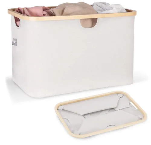 HENNEZ Faltbarer Wäschekorb Grau 60L - Wäschekörbe – stilvoll und praktisch! Der HENNEZ Wäschekorb aus hochwertigem Bambus bietet 60L Fassungsvermögen und ist klappbar für einfache Lagerung.