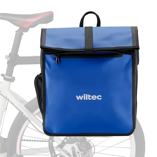 Wiltec Gepäckträgertasche blau, Fahrradtasche Gepäckträger 22 l Stauraum, wasserresistente Fahrrad Tasche, Gepäcktasche leichte Handhabung