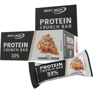 Best-Body-Nutrition Proteinriegel Crunch Bar, 12 Riegel, Caramel Cream, je 35 g, pro Riegel 11 g Protein