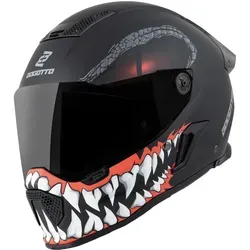 Bogotto Rapto Reptile Helm 2XL, schwarz-rot für Männer - Motorradhelm mit kratzfestem Visier und Pinlock-Vorbereitung, ideal für Sicherheit und Komfort beim Fahren.