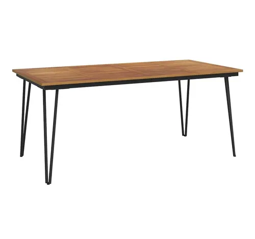 furnicato Gartentisch mit Haarnadel-Beinen, Echtholz, Metallgestell - Eleganter Gartentisch für gesellige Stunden im Freien. Robuste Echtholzplatte und pulverbeschichtetes Metallgestell sorgen für Stabilität und Langlebigkeit. Maße: 180x90x75 cm – ideal für jedes Garten-Setup.