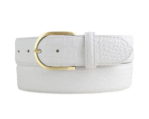 BELTINGER Ledergürtel Damen-Gürtel mit goldener Gürtelschnalle und Krokoprägung 4 cm - Leder (1-St)