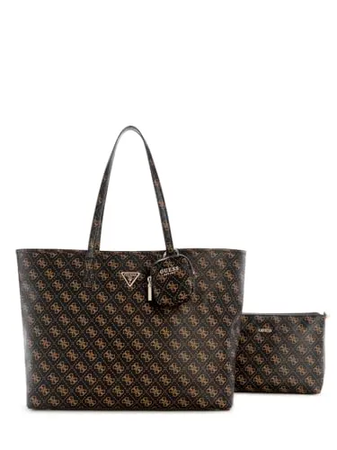 Guess Power Play II Shopper Tasche mit Laptopfach - Braun - Handtasche mit integriertem Laptopfach, aus wetterfestem Polyurethan, ideal für stilbewusste Frauen, die Funktionalität und Eleganz suchen.