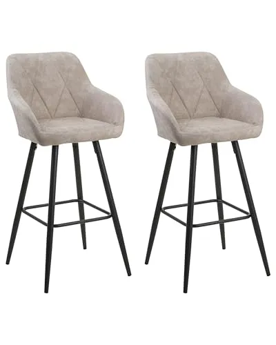 BELIANI Trendy Barstuhl 2er Set Beige Stoff 104 cm - Stylische Barhocker im Glamour-Stil mit stabilen Metallgestellen und bequemen Armlehnen. Ideal für Ihre Bar oder Küche, bieten sie Komfort und elegantes Design in einem.