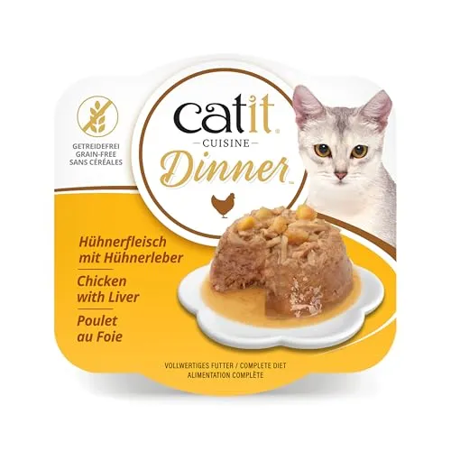Catit Hühnerfleisch Dinner, Premium Katzennassfutter, getreidefrei, proteinreich, mit Hühnerleber und Süßkartoffeln, Alleinfuttermittel, 1er Pack, 80g
