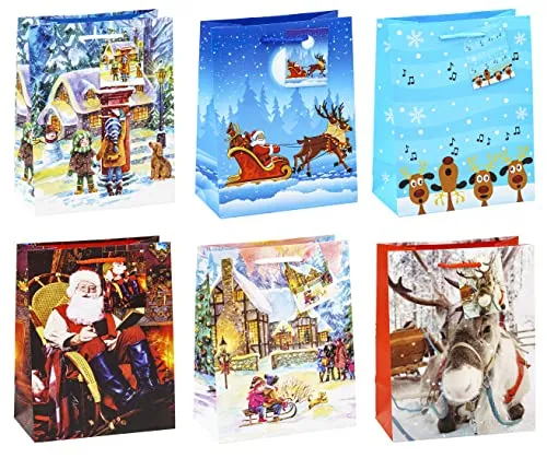 TSI Geschenktüten WEIHNACHTEN KINDER, 12er Packung, Größe: Mittel (HxBxT 23 x 18 x 10 cm), Art. Nr. 82018