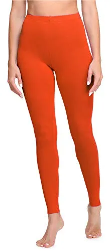 Ladeheid Damen Lange Leggings aus Baumwolle LA40-133 (Orange, L)