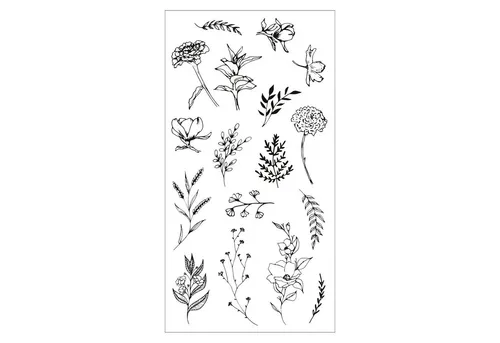 Sizzix Stempel Clear Stamps Set Garden Botanicals, 17 Stück